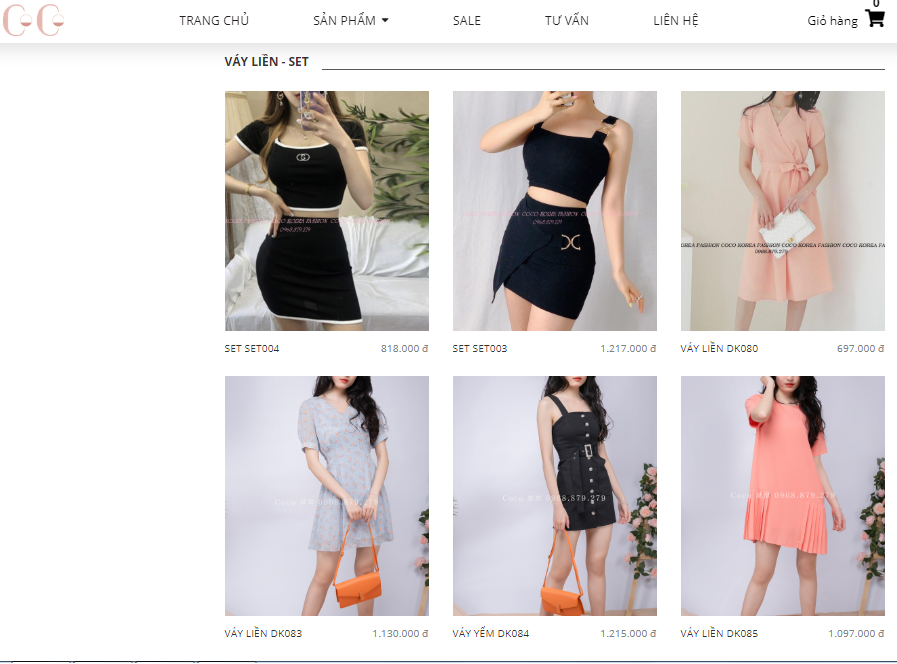 Mẫu website bán hàng thời trang Coco Hải Phòng