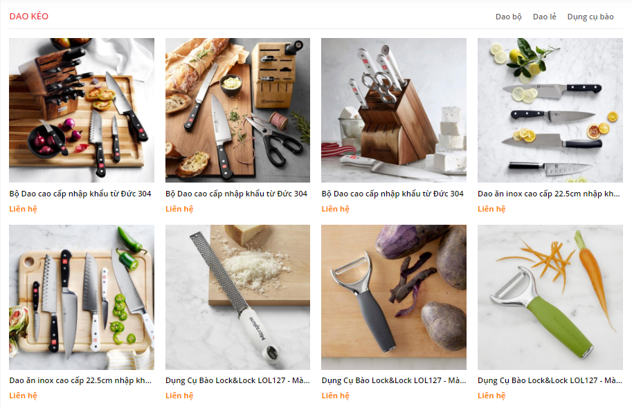 Mẫu website bán hàng dụng cụ nhà bếp đẹp