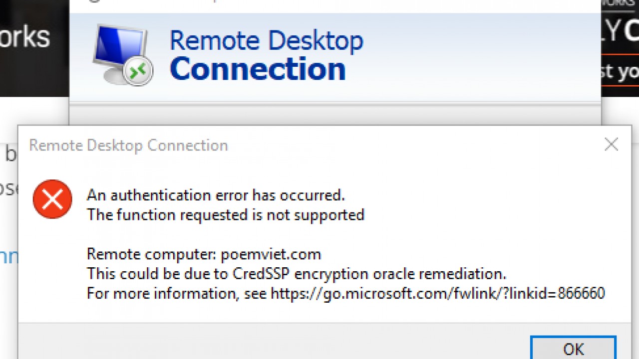 Hướng dẫn sửa lỗi This could be due to CredSSP encryption oracle remediation khi remote desktop